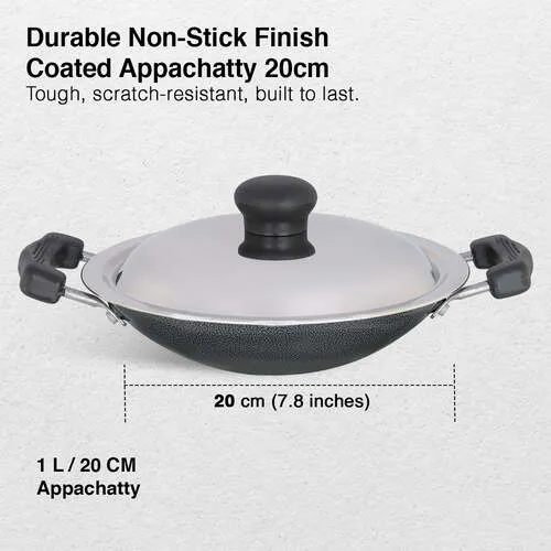 Prestige Omega Select Plus Aluminium Non-stick Deep Appachetty with Lid, 20 cm (1 L) - Alternate View